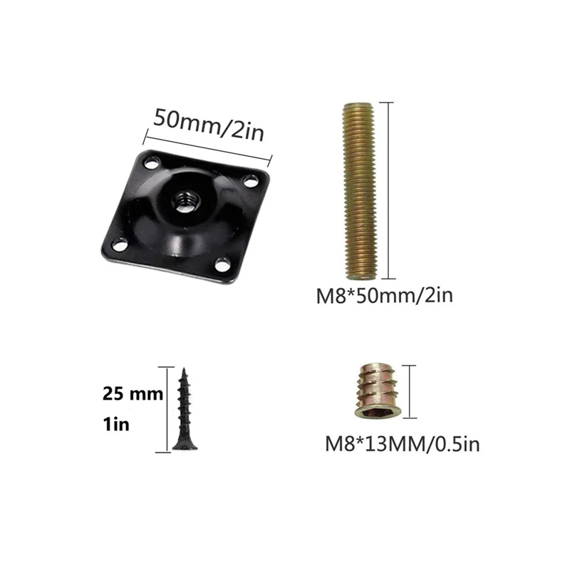 ABLN-12Pcs الأثاث الساق تصاعد لوحات أريكة الساق مرفق لوحات M8 شماعات البراغي مسامير محولات لوحات معدنية قوس عدة
