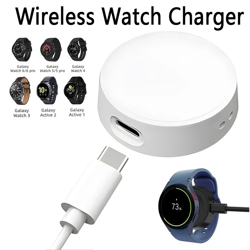 

Portable Watch Charger Wireless Charging Cable Type-C Port For Galaxy Watch 7 6 5 4 3 Fast Charging Dock For Galaxy Active 2 1