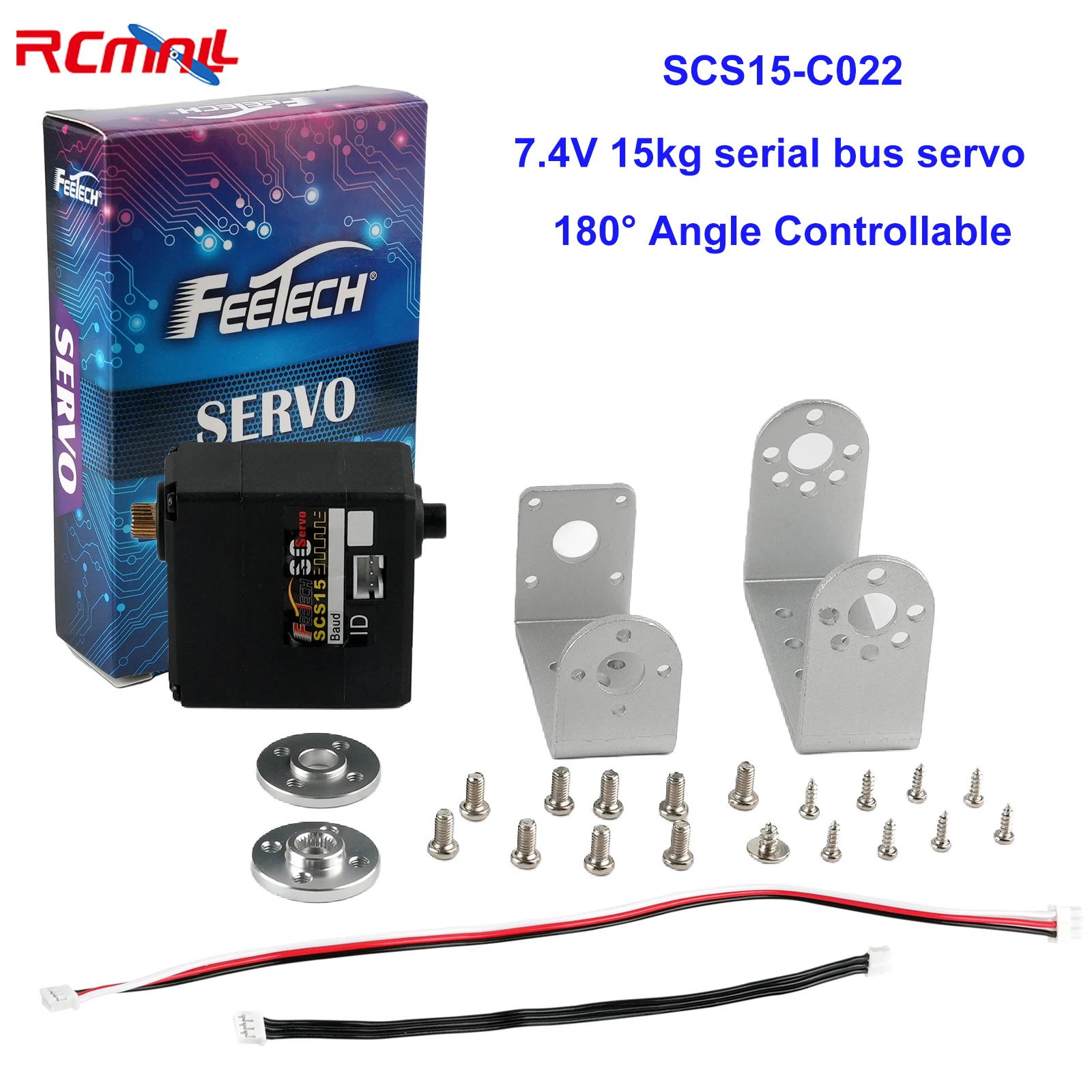 

Feetech SCS15 15 кг двухосевой сервопривод с последовательной шиной, металлическая шестерня, 180 градусов, TTL, роботизированный сервопривод с обратной связью по положению для модели робота