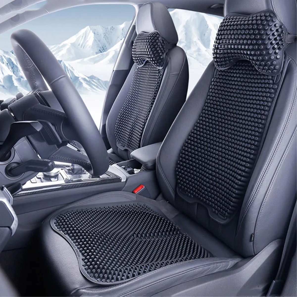 

Black Silicone Car Seat Cushion Breathable Comfortable Massage Practical Non-Slip Cooling Support for Cars and Chairs