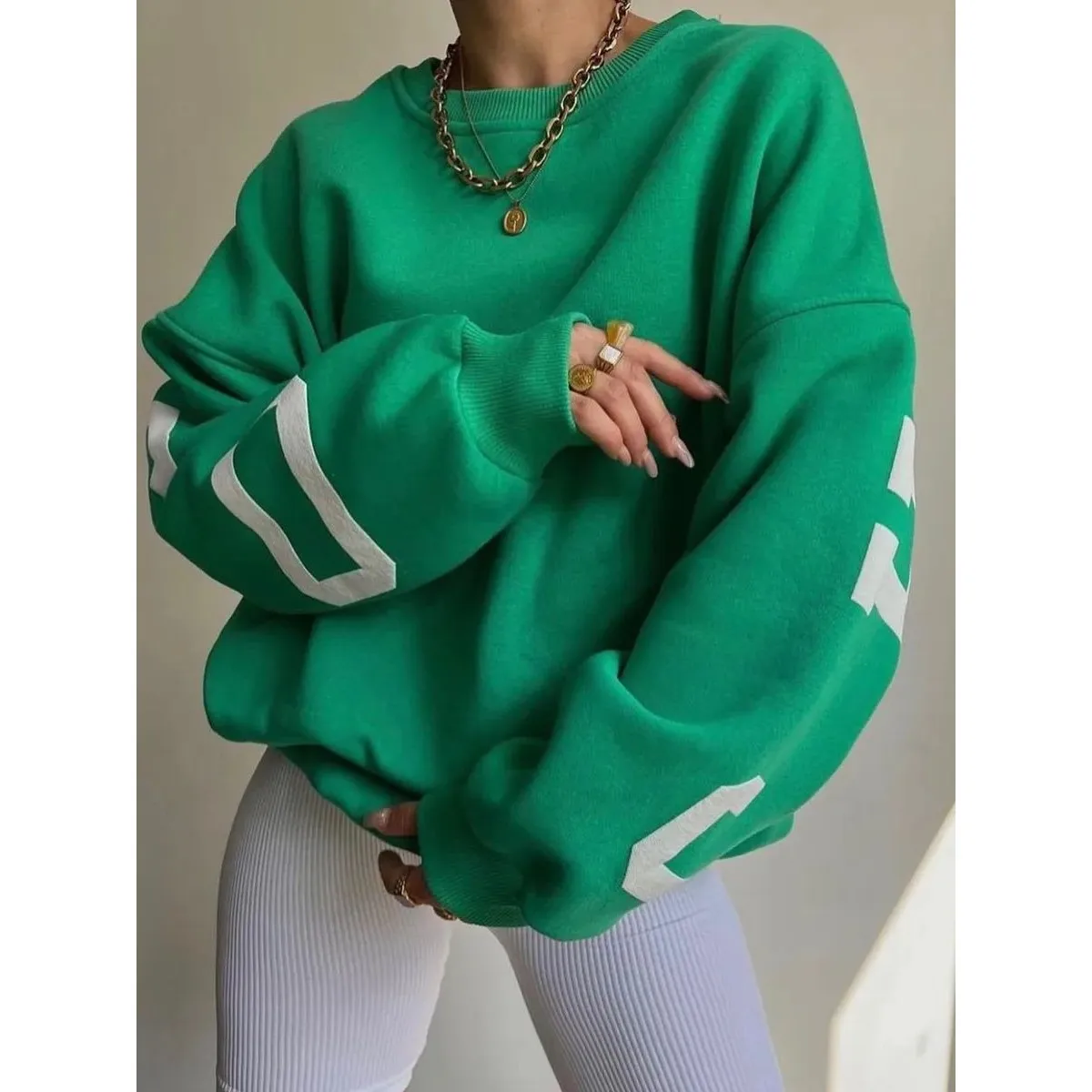 سترة Combhasaki النسائية Y2K فضفاضة مريحة ex Sle Faionable ملابس الشارع الشهير طويلة غير رسمية Sve irt