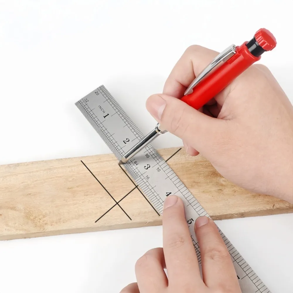 Mechanical Woodworking 2B Pencil Set with 9 Filled Lead Metal Bodies 2.0mm Solid Structure Long Mouth Woodworking Marking Tools