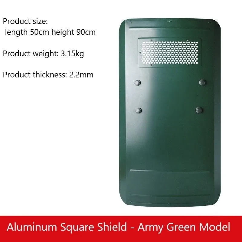 

Aluminum Alloy Riot Shield Campus Security Army Green Tactical Shield Thickened Edge Round