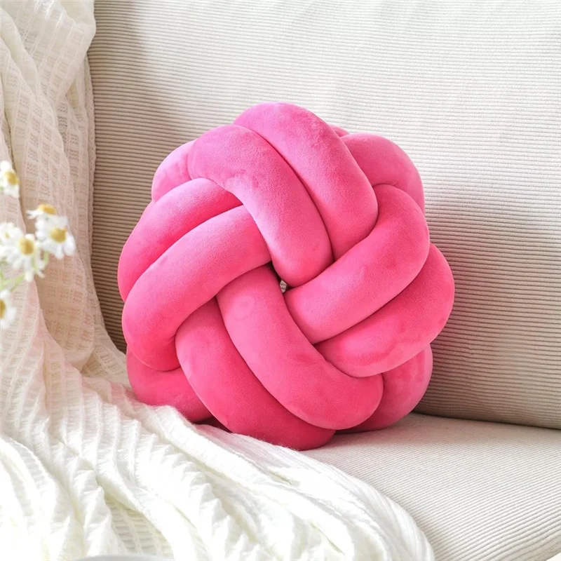 

AB13-Round Changeability Knot Ball, Decorative Throw Cushion, Couch Decoration(Hot Pink)