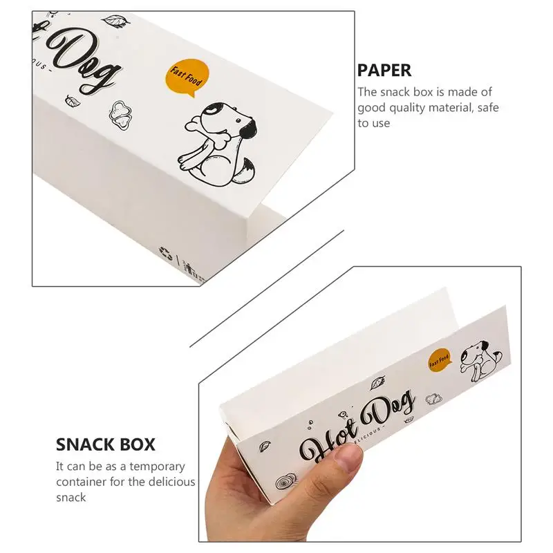 100pcs Disposable Paper Hot Dog Snack Boxes for Takeout, French Fries, Cheese Dogs, Par... - SKU DHDB1901 - UGI Packaging