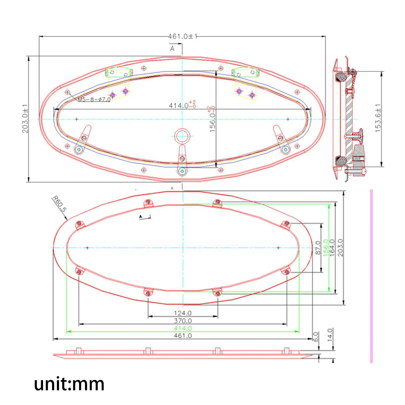 نافذة بورتول مع شاشة، نافذة مفتوحة سهلة التركيب بديلة بمقبض مقبض للقوارب RV #6