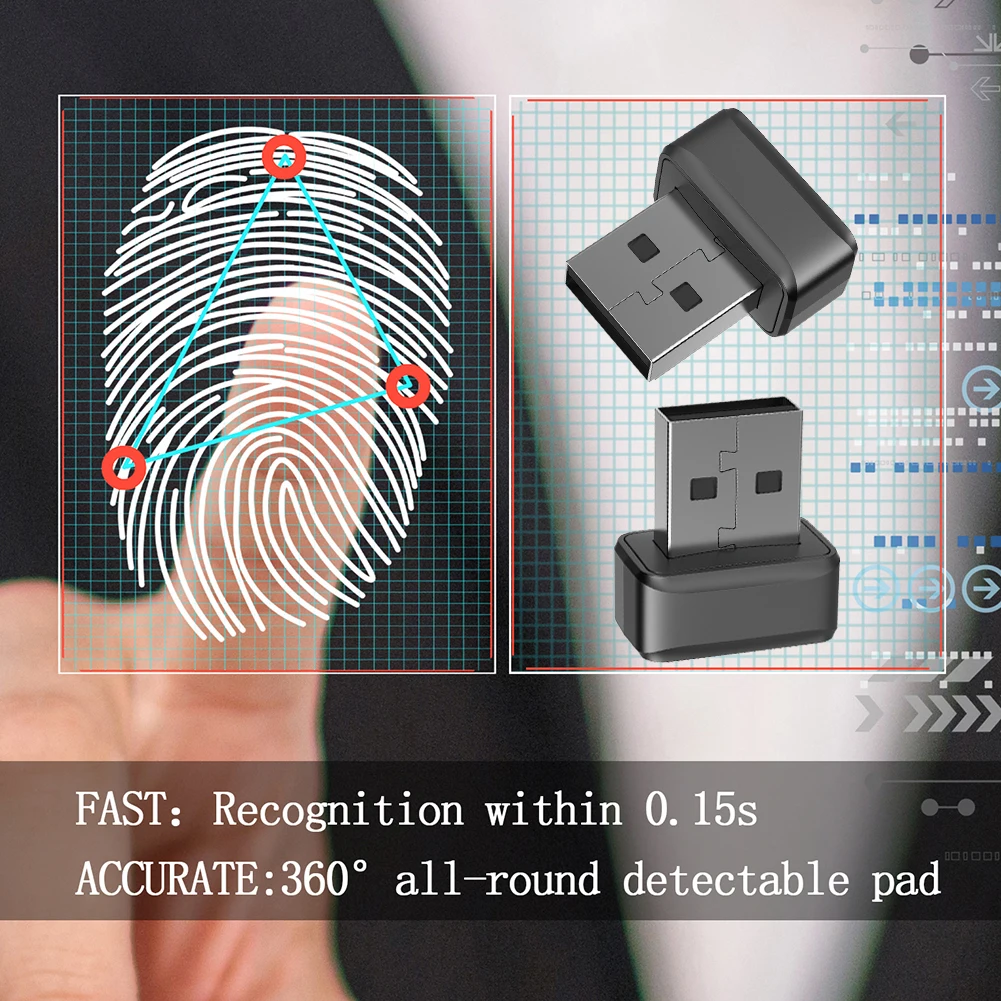 USB Fingerprint Key Reader FIDO U2F Biometric Fingerprint Scanner Windows Hello Anti-Spoofing Biometric Mini Security Key Dongle