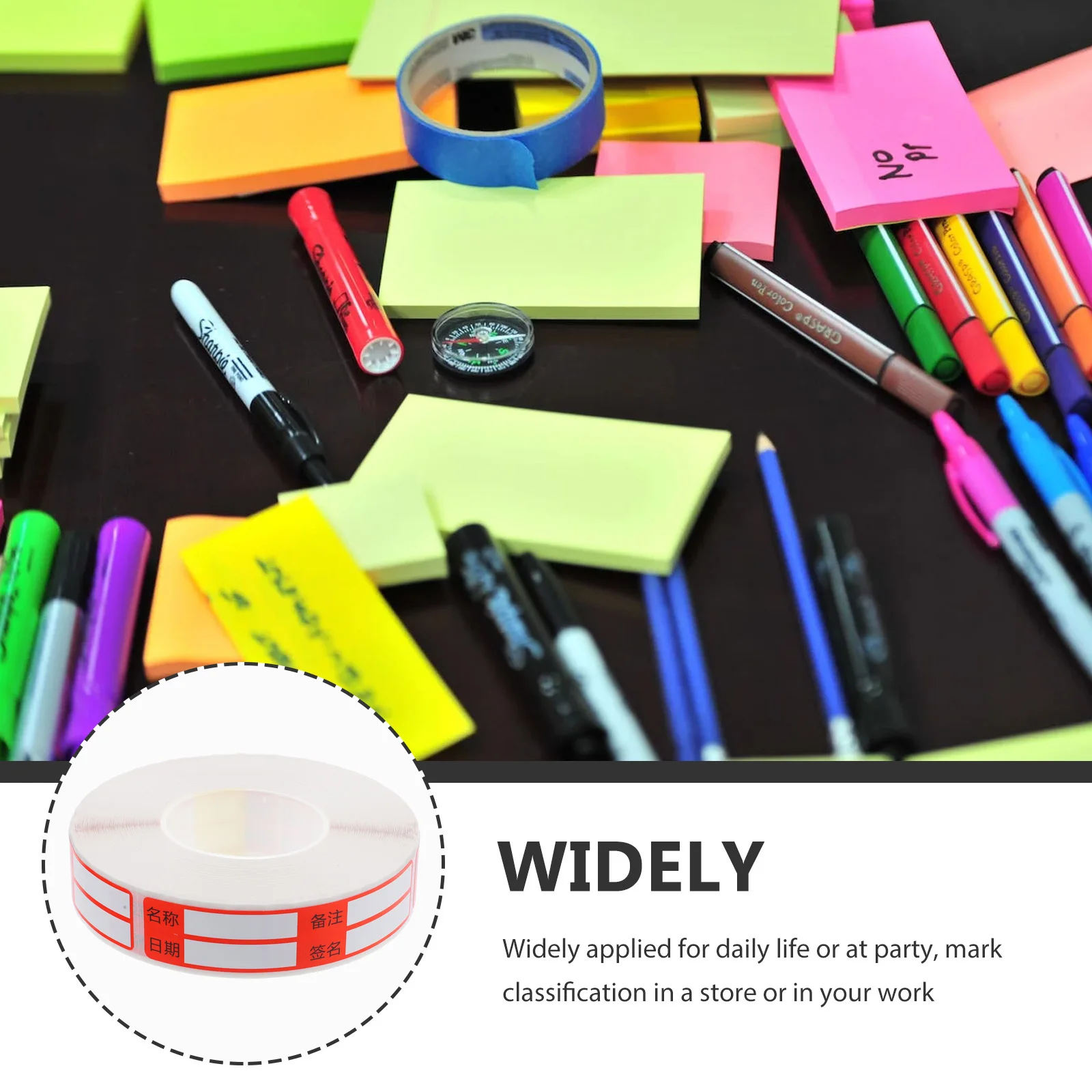 สติกเกอร์กระดาษติดท่อ 1 ม้วน แบบเขียนได้ ฉลากเปล่าสำหรับสำนักงาน ยา ฉลากเตือนความจำ สำหรับใช้ในบ้าน ที่ทำงาน ร้านค้า