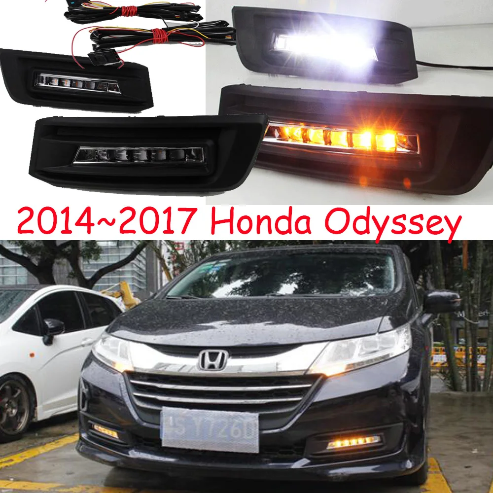 1set Bumper Headlight For Honda Odyssey Daytime Light 2014~2017y Car Accessories LED DRL Headlamp For Odyssey Fog Light