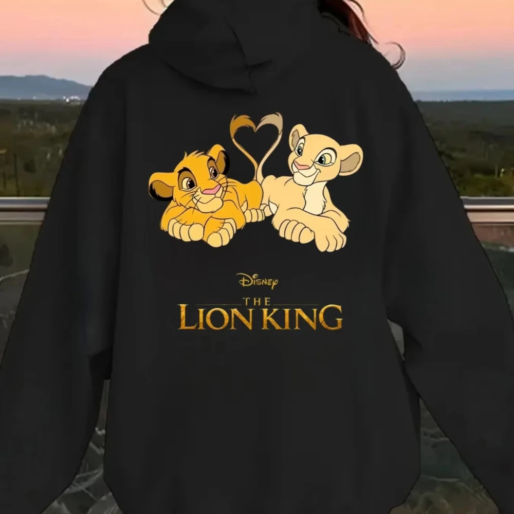 

Женская толстовка с капюшоном Disney King Lion - повседневная толстовка на шнурке с милым мультяшным принтом, повседневная толстовка с мультяшным графическим рисунком, женские и мужские толстовки
