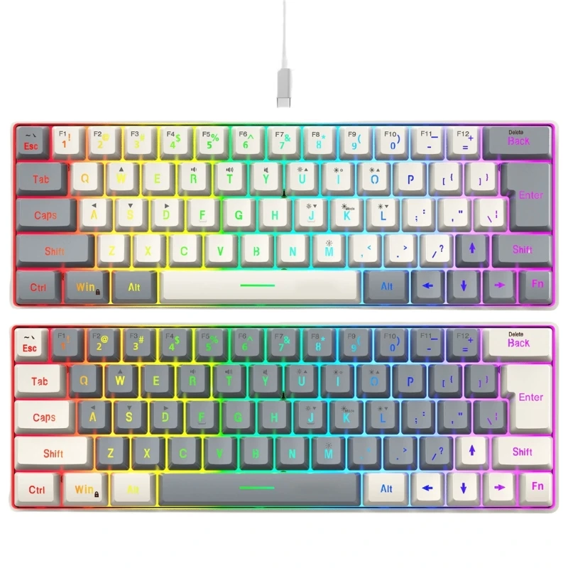 

L74B Mechanical Keyboard LED Backlits for Home Office Corded Gaming Keyboards 63 Keys