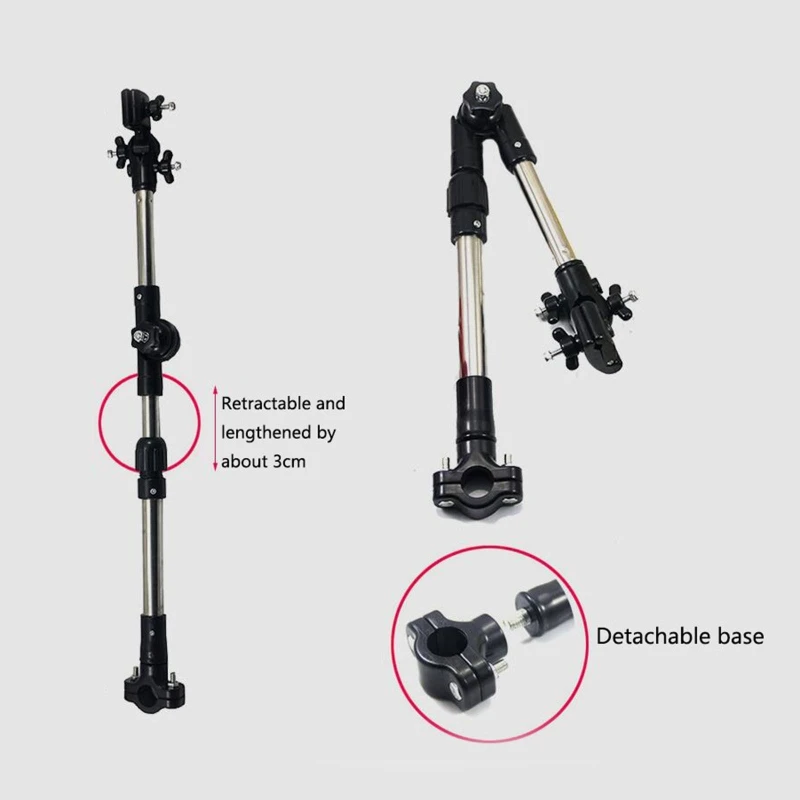 Adjustable Stroller Umbrella Holder Telescopic Shelf Bike Connector Accessory for Outdoor Traveling Windproof Rainproof Bracket