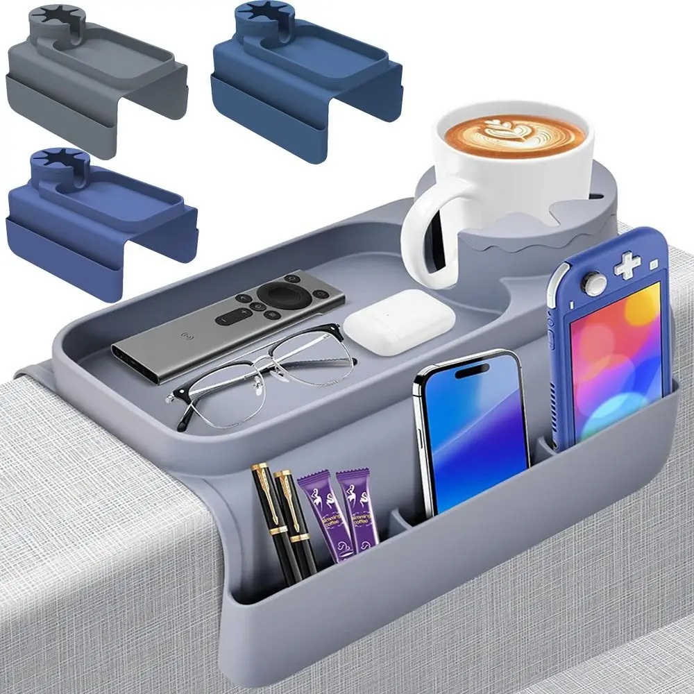 

Creative Silicone Couch Cup Holder Multi-functional Durable Sofa Arm Tray Side Pockets For Snack Drinks Spectacles