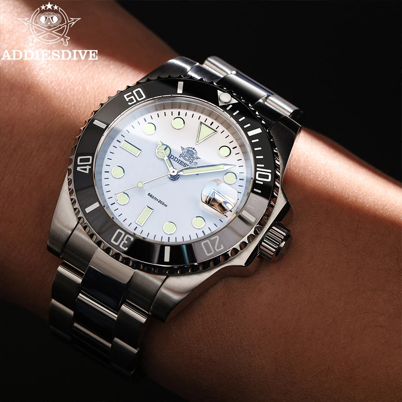 

Мужские кварцевые наручные часы ADDIESDIVE 41 мм с механизмом Miyota 2115, светящимся керамическим безелем, спортивные часы, водонепроницаемые до 200 м, из нержавеющей стали
