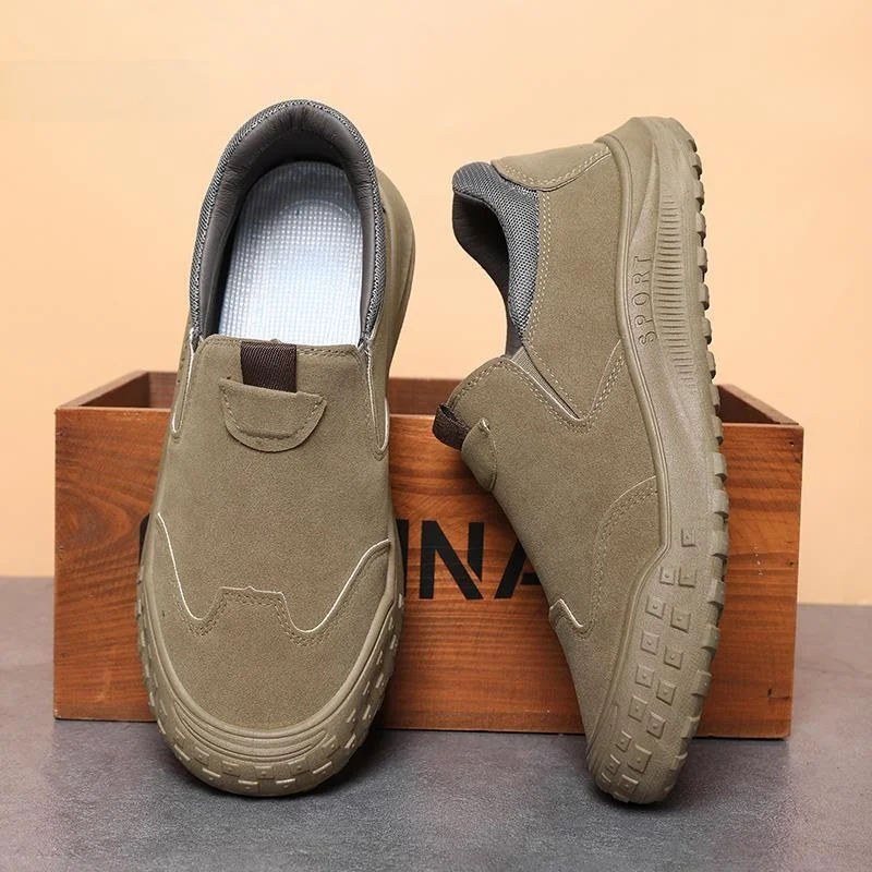 Men's Safety Work Shoes Lightweight Slip-On for Outdoor Sports Welding Construction Work Anti-Slip Wear-Resistant Climbing Shoes