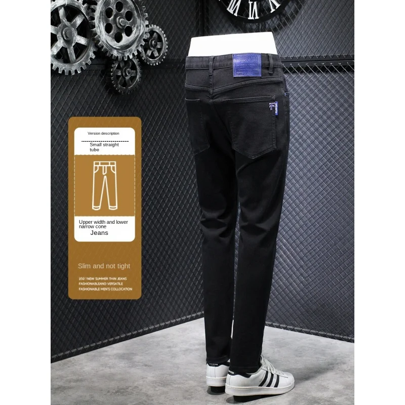 Black Slim Jeans Men's Autumn and Winter Embroidered Men's Fashion Versatile Youth Stretch Casual Simple Straight-Leg Pants