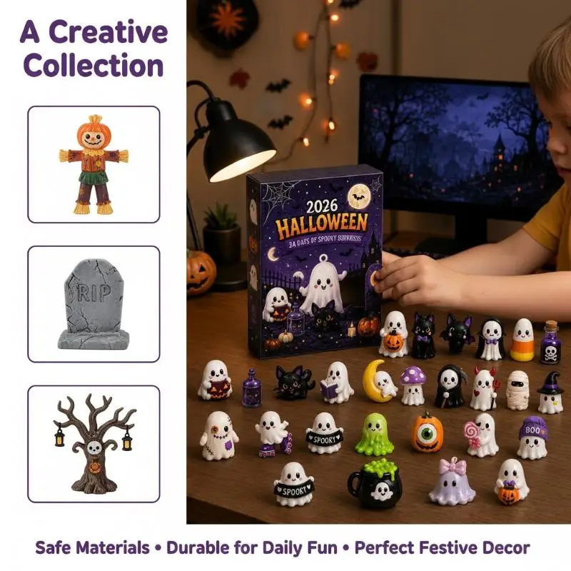 Halloween Advent Calendar With 24 Cute Spooky Ghost Figurines Perfect For Holiday Gifts Home Decor Party Favors