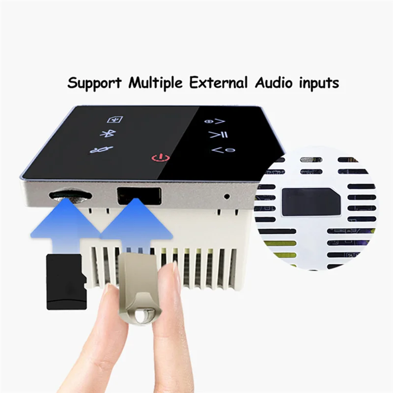 

Bluetooth Amplifier In Wall USB SD Card Music Panel Smart Home Background Audio System Stereo For Hotel Restaurant Gold-ABIU