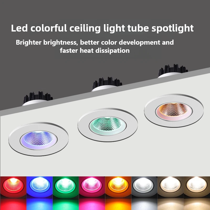 

Светодиодный потолочный светильник COB 5 Вт 7 Вт RGB, встраиваемый потолочный светильник AC220V-240V, теплое/холодное белое внутреннее освещение