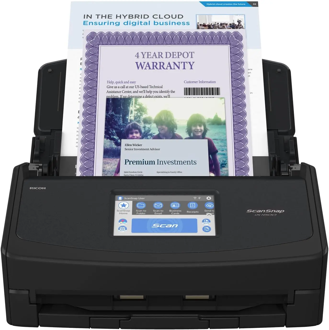 

iX1600 Premium Color Duplex Document Scanner for PC with 4-Year Protection Plan, Black