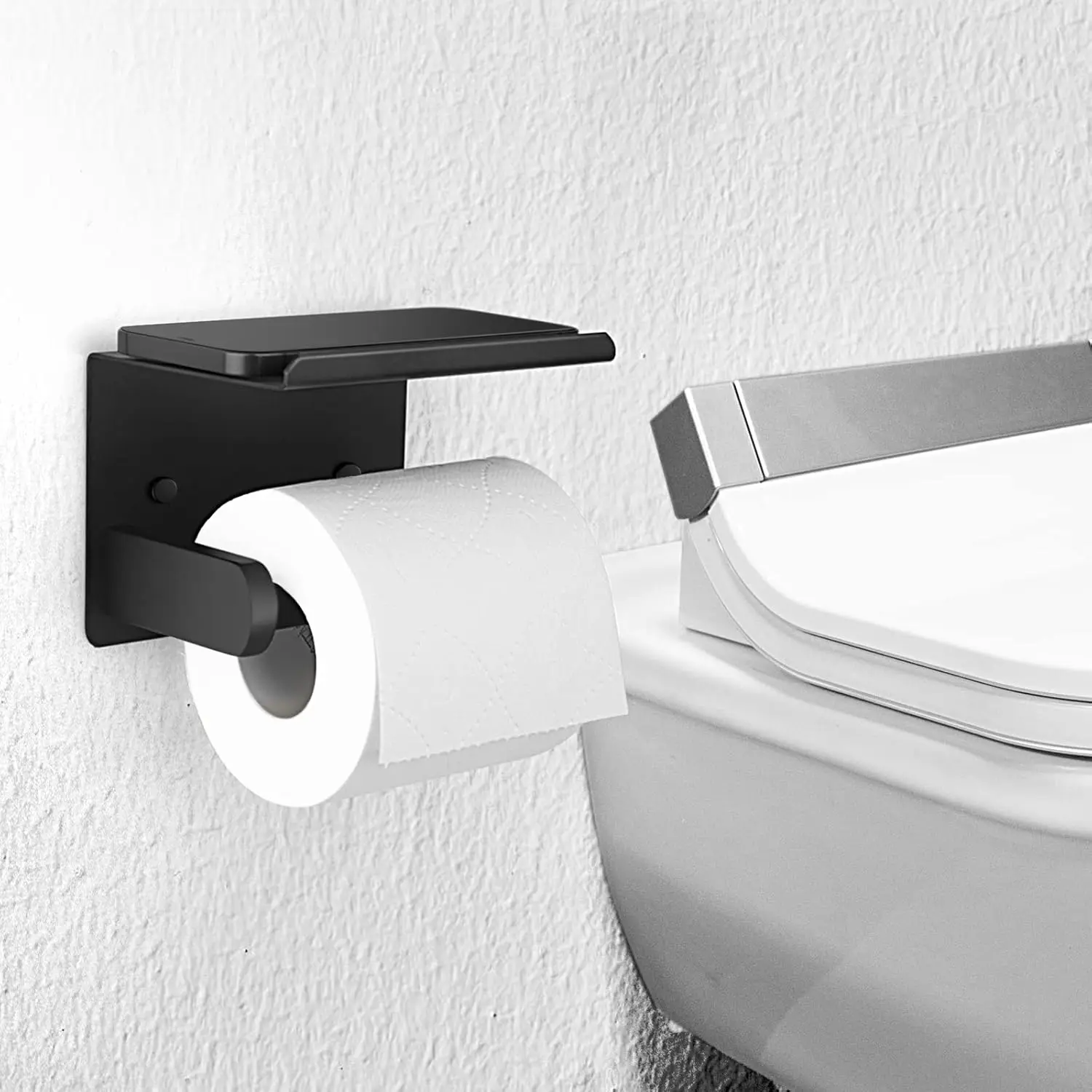 Toilet Paper Holder Stand Wall-Mounted Toilet Paper Dispenser Kitchen Bathroom Storage Rack For Tissue Box Shelf Phone Holder