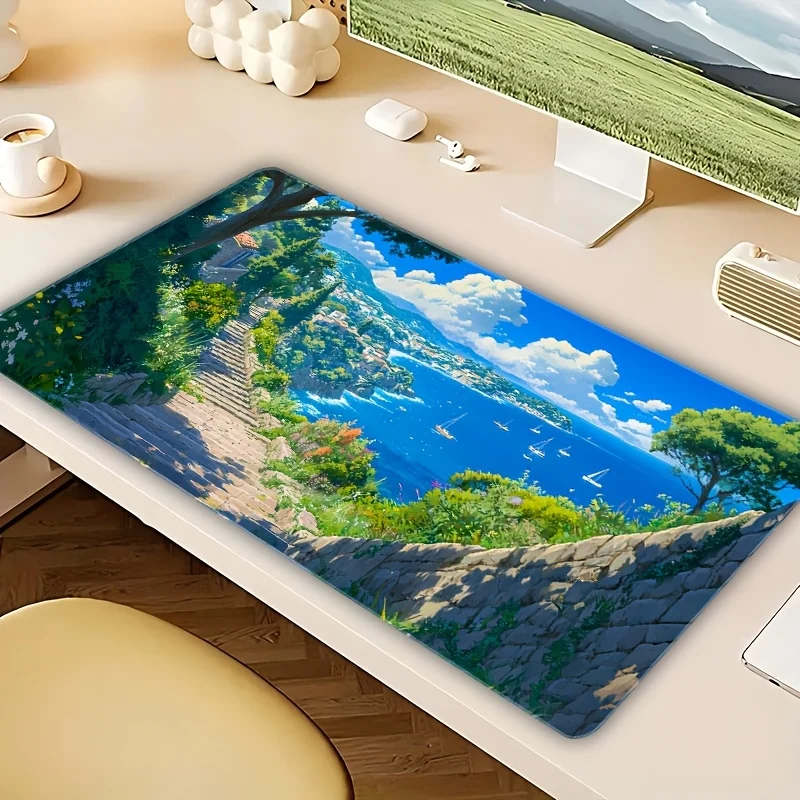 

Large Gaming Mouse Pad textured cloth surface anti slip natural rubber base for PC laptop keyboard desk setup ideal desk pad for