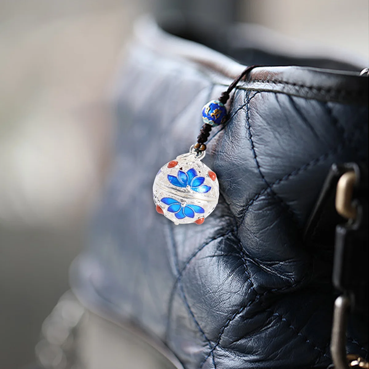 

Sachet Ball Pendant Hollow-Out Vintage Copper Pendant DIY Accessories Necklace Bracelet Charms Silver Blue Handmade