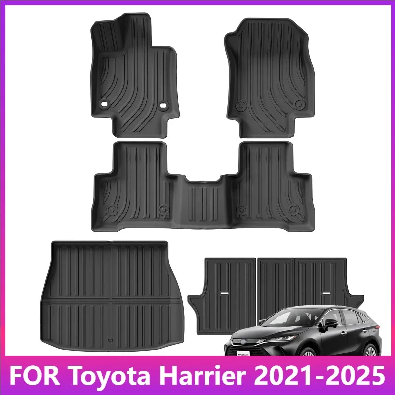 Für Toyota Harrier 80 Venza 2021-2025 TPE 3D Autofußmatten Kofferraummatte/Rückenlehnenpolster Wasserdicht Schwarz – Detail 1