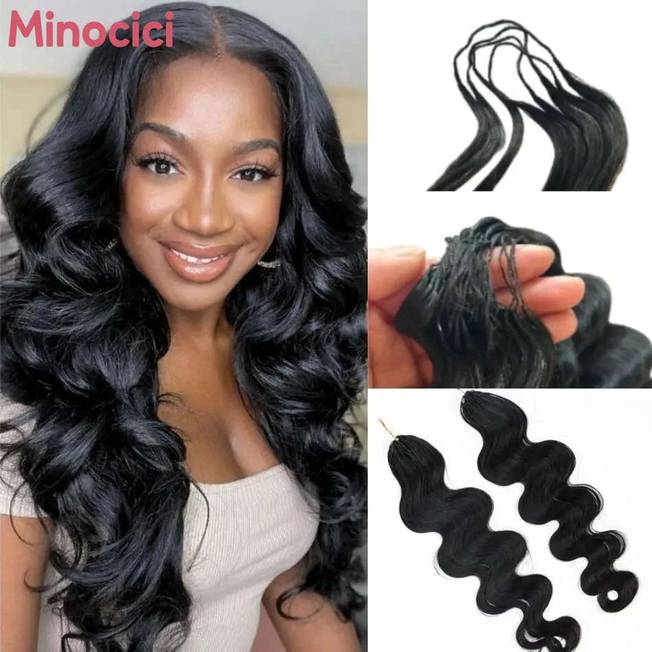

Наборы волос для наращивания 12A Body Wave Crochet: невидимые, безузловые, предварительно разделенные пряди, натуральный черный бразильский цвет