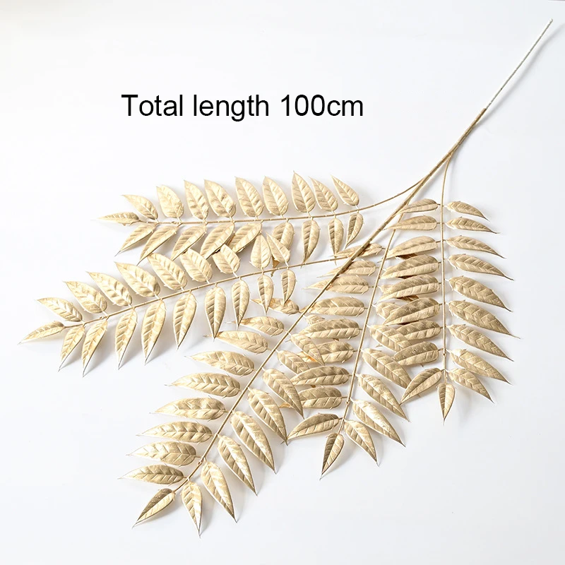 Golden Imitation Flowers False Flower Bouquet Eucalyptus Ginkgo Leaf Loose Tail Anemone Reed Phalaenopsis Bamboo Leaf Wholesale view 3