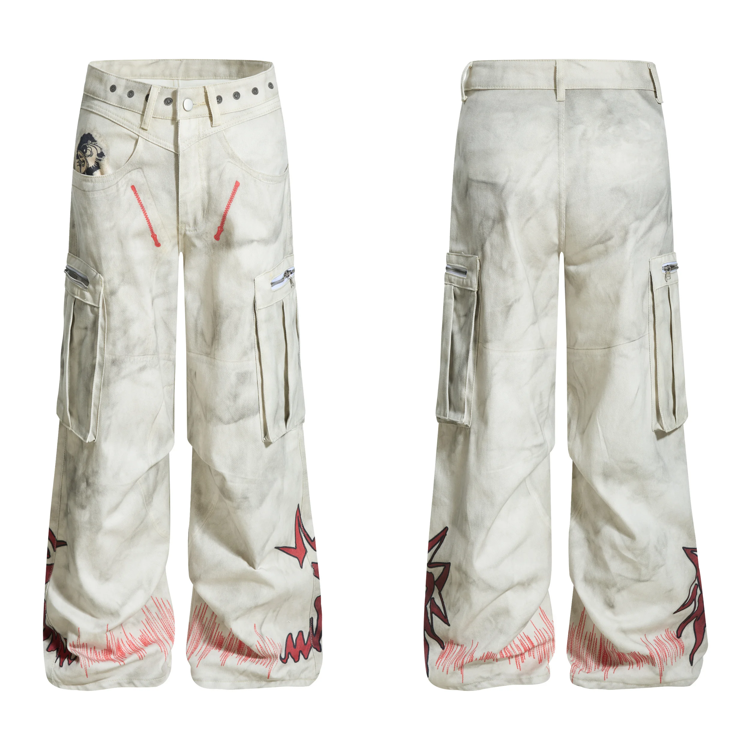 

Новые длинные брюки в американском и европейском стиле, цементно-белые, винтажные, классические, в уличном стиле, повседневные, 2025 года.