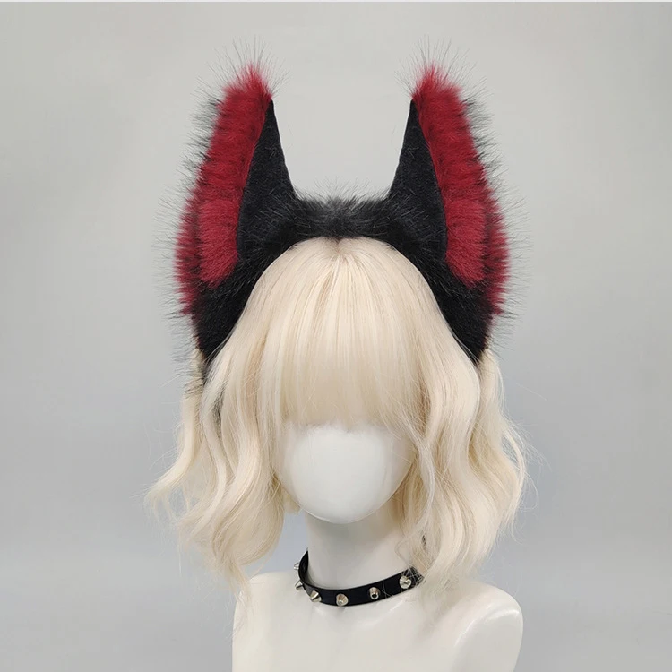 Punk-Werwolf-Cosplay-Stirnband, Halloween-Dämonenkopfbedeckung, Katzen-, Wolf- und Fuchskopf-Stirnband, niedliches Tier-Plüsch-Kopfbedeckung, Party-Kostüm-Requisiten – Detail 2