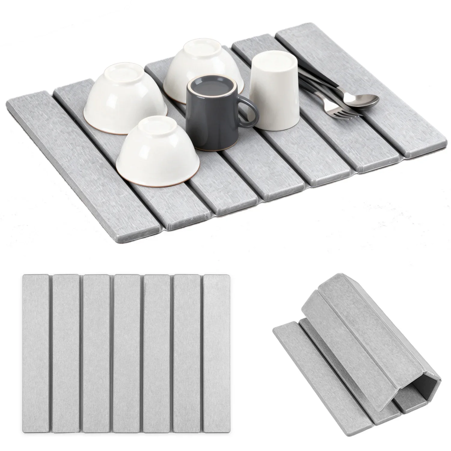 Kitchen drying pad foldable stone anti slip and absorbent diatom pad multi-purpose drainage pad insulation