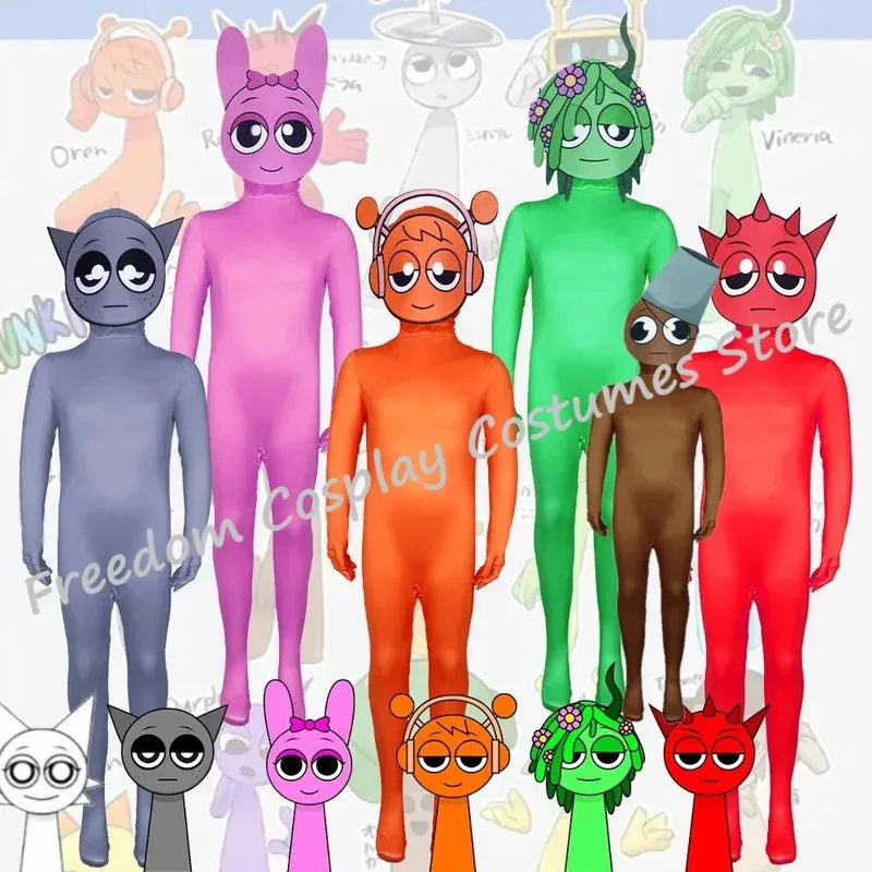 Новинка 2024 года, костюм для косплея Sprunki Incredibox, комбинезон с изображением ужасов монстра, боди, карнавальная вечеринка, ролевая игра, одежда для взрослых и детей