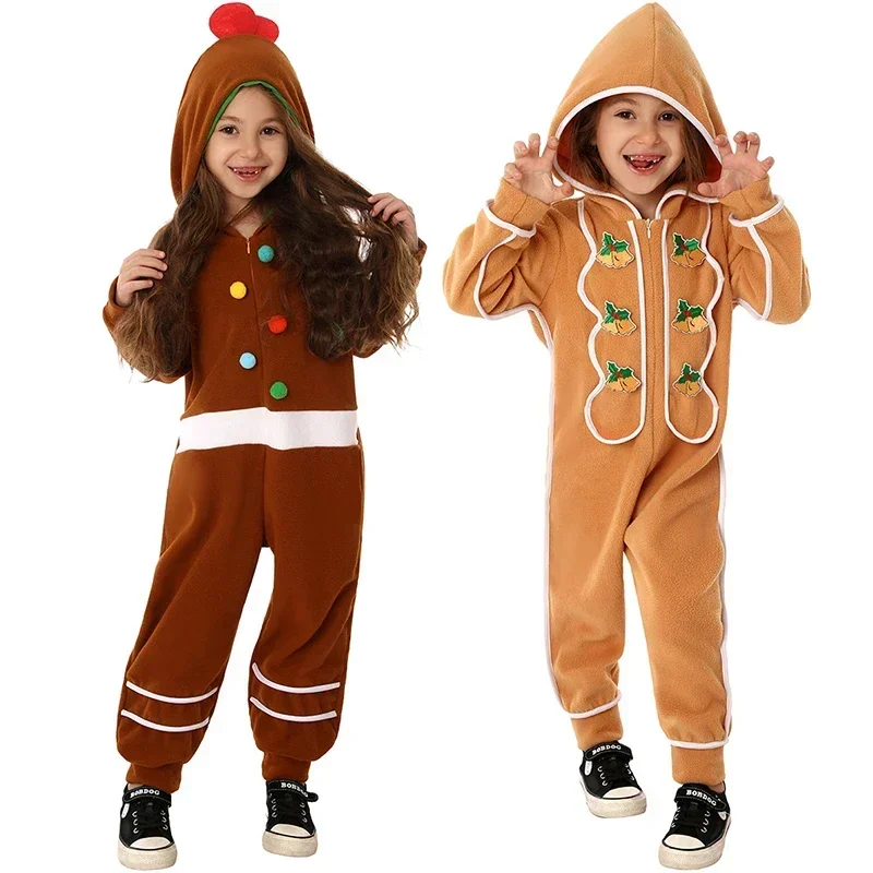 2024 nuovo arrivo adorabile unisex Capodanno vacanza cosplay bambini Natale tuta bambino costume da uomo di pan di zenzero