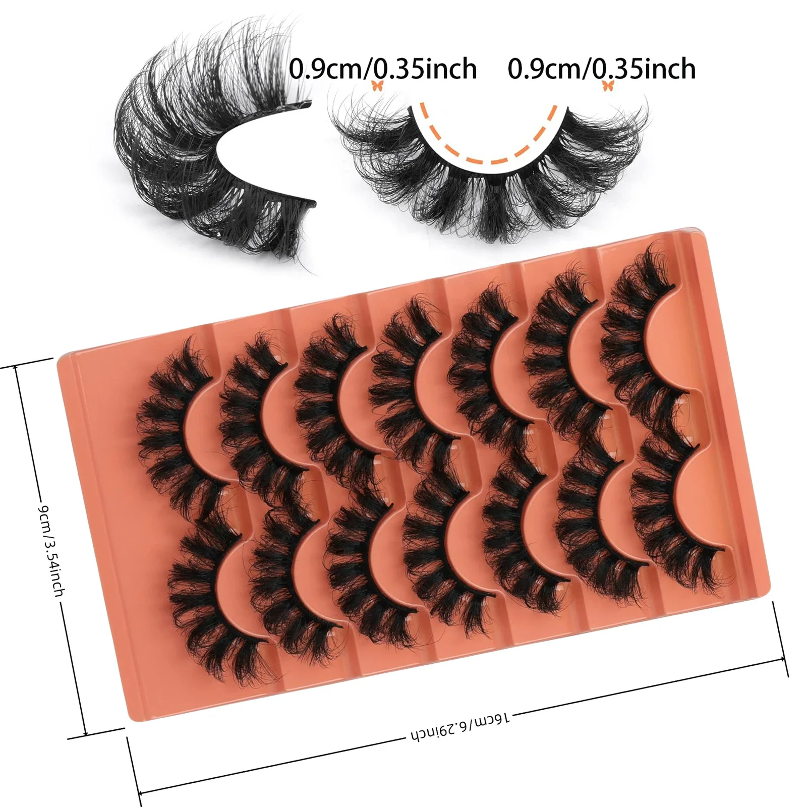 Faux cils bouclés, volume 8D, 21 paires, 3 paquets