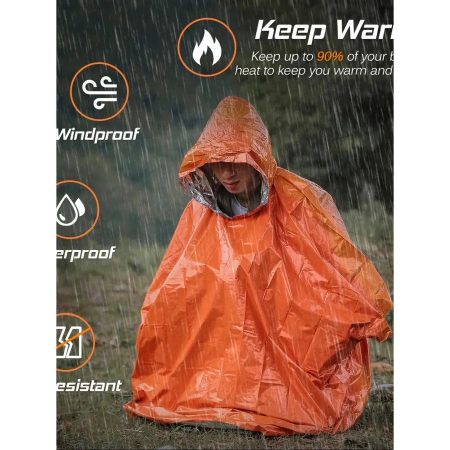 

Emergency Rain Poncho Thermal Blanket Poncho Weather Proof Outdoor Survival Camping Gear Survival Gadgets