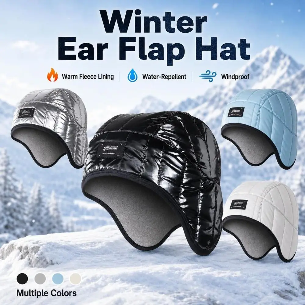 Fleece Lined Winter Ear Flap Hat Windproof Water Repellent Fleece Lined Hat Heat Retaining Double Layer Cold Weather Hat