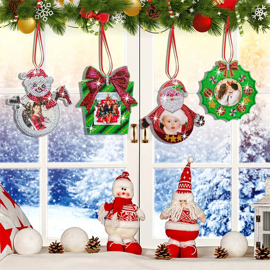 

DIY Christmas Diamond Art, Made of PET Material, One-sided Sticker with Crystal Rhinestones for Decorating Photos