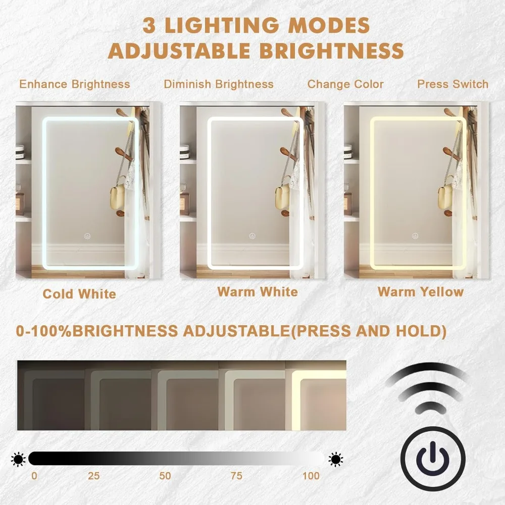 Biała toaletka z lustrem i oświetleniem, toaletka LED z gniazdem elektrycznym, toaletka do makijażu z 2 szufladami, 10 półek do przechowywania