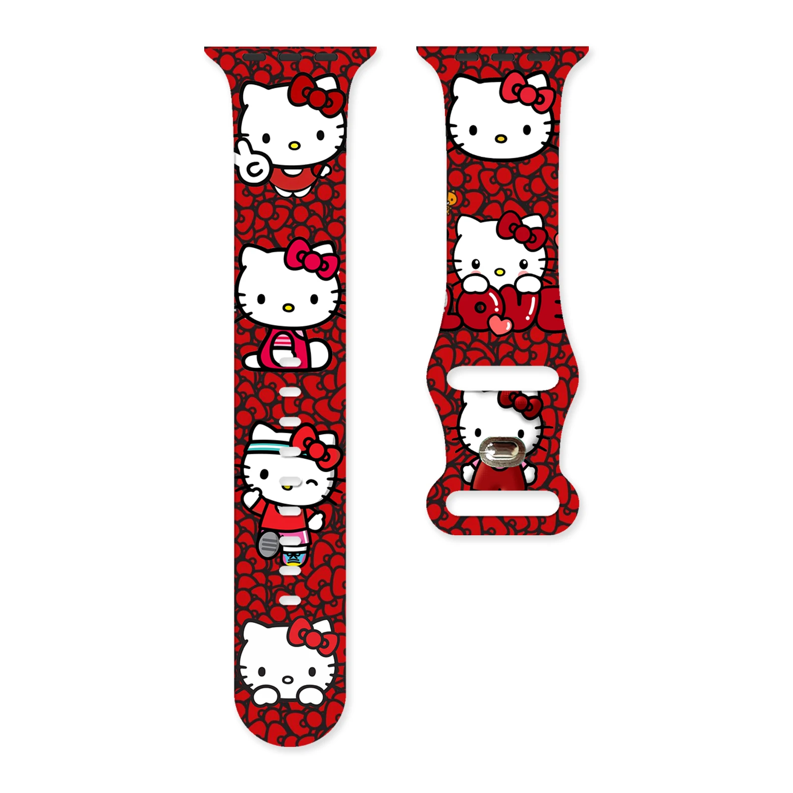 

Sanrio Kitty And Kuromi Printed Strap for Apple Watch 11 10 9 Silicone Band Replaceable Bracelet for iWatch 44/42/41mm Watchband