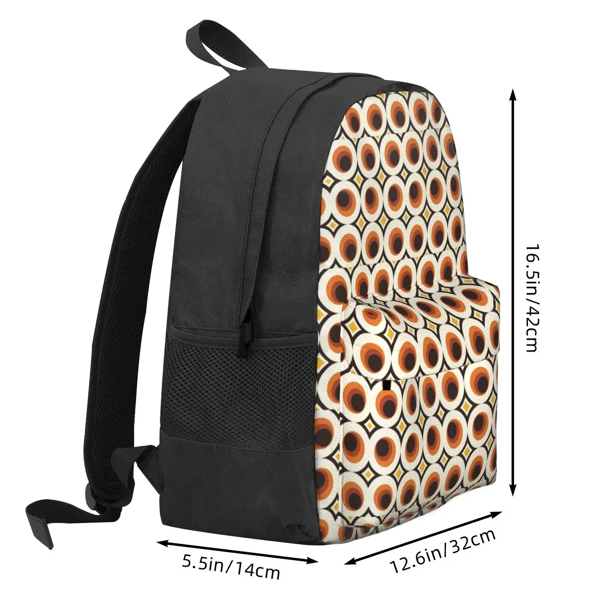 1970s Orange Mid-Century Modern Circle Backpack Hot Sale Daypack Large Capacity Children BookBag School Bag