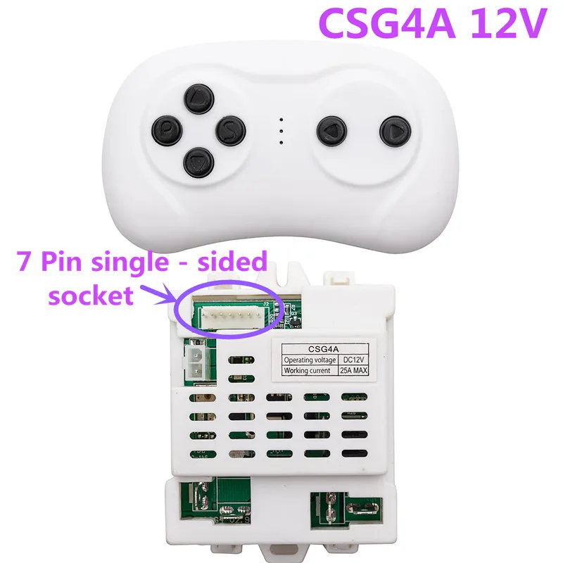 CSG4A 7P One-sided Socket 12V Kids Powered Ride On Car Remote Control and Receiver for Children Electric Car Replacement Parts