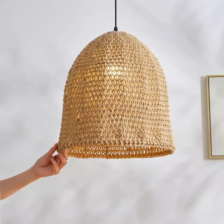 Japanese-style wabi silent wind restaurant chandelier hemp rope rattan weaving retro zen homestay lamp bar lamp living room chan