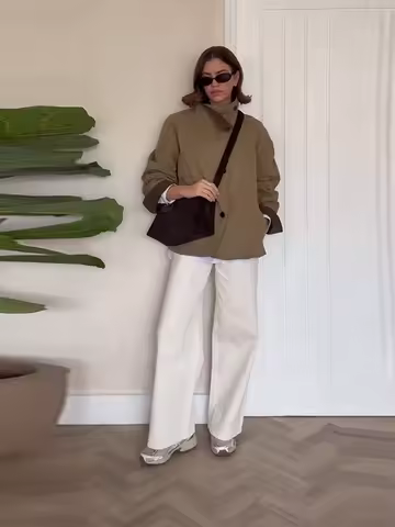 Grid Double-sided Jackets Coat Women Stand Collar Single Breasted Elegant Loose Outerwear Female Spring Chic Casual Jackets Top