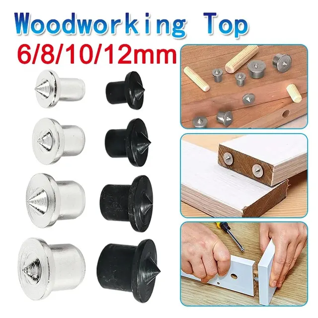8 szt. Panel pozycjonowanie mebli obróbka drewna okrągły drewniany czop czarny top DIY srebrny lokalizator drewniany Pin zestaw narzędzi do dziurkowania
