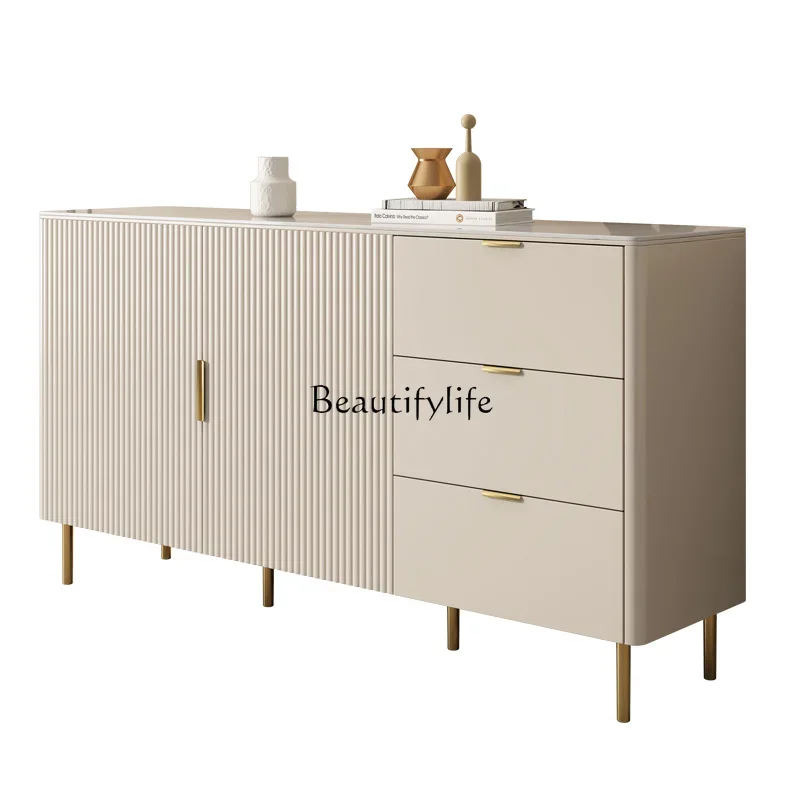 

LJY*Light luxury rock slab dining side cabinet against the wall