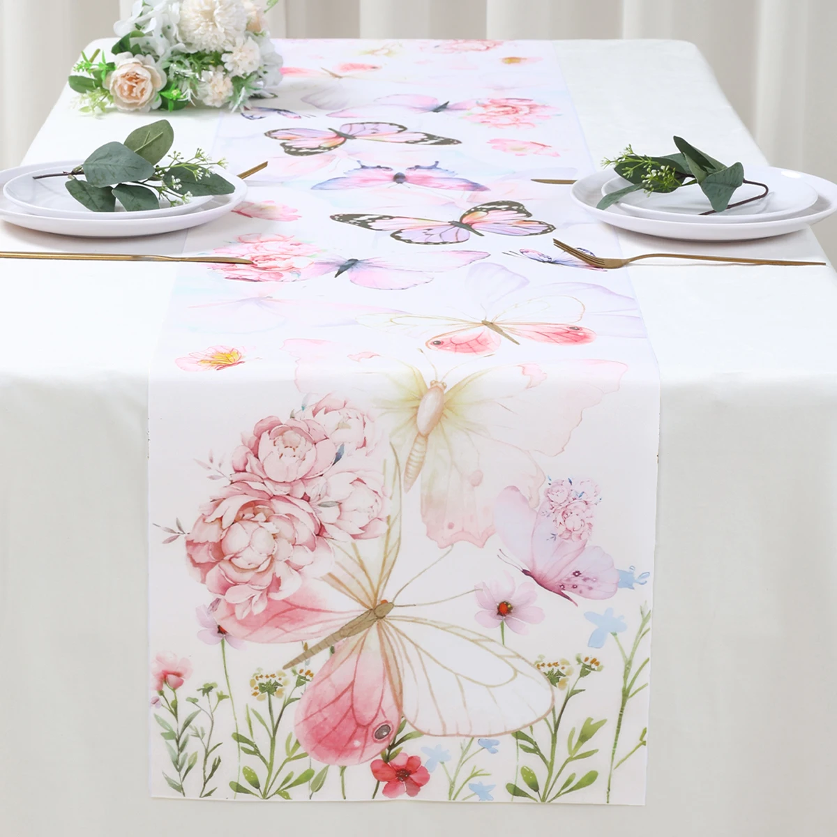 Butterfly Hydrangea Wild Flower Themed Table Flag For Butterfly Birthday Baby Shower Wedding Home Holiday Table Decor Supplies