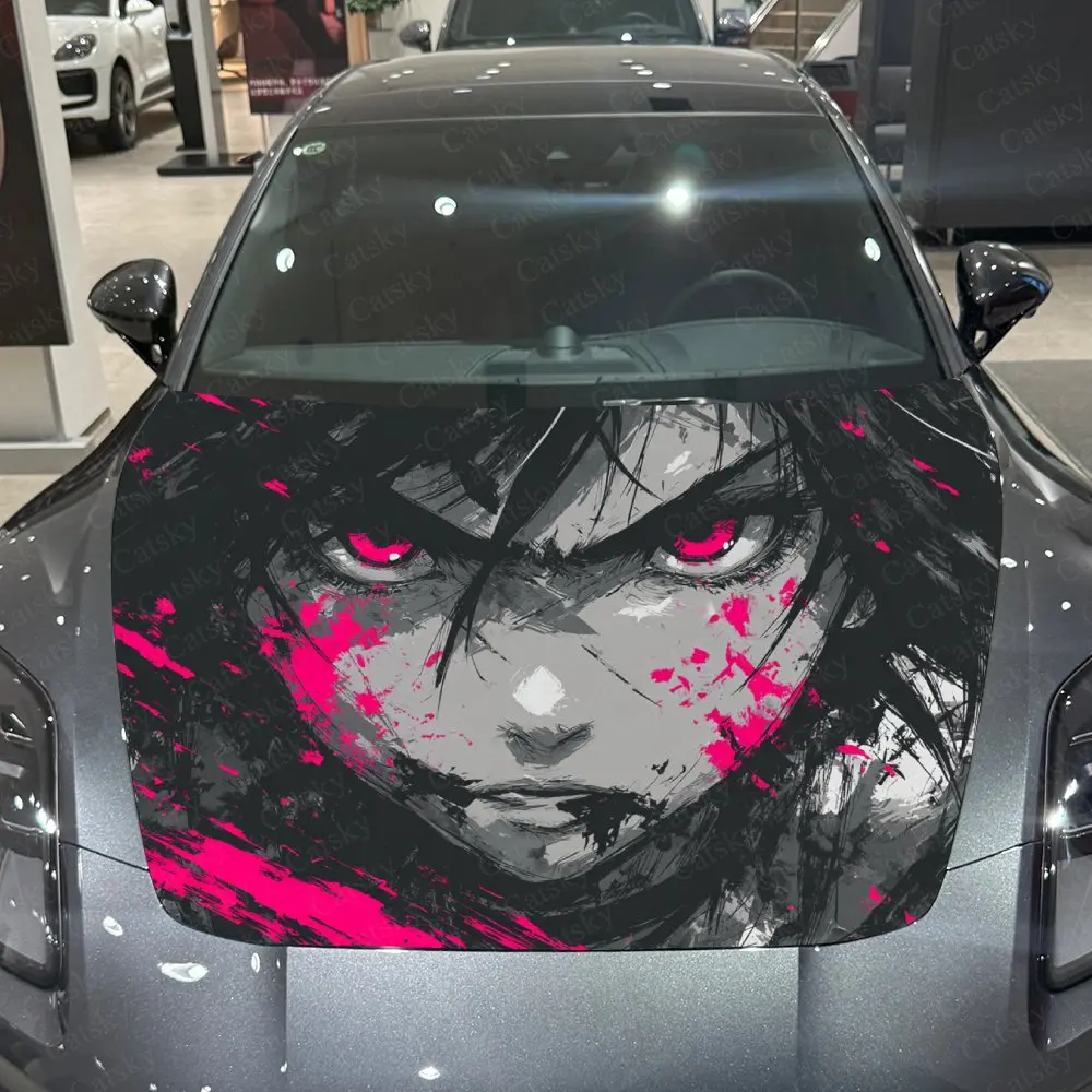 

Vibrant Pink Accent Anime Car Hood Wrap Color Vinyl Sticker Truck Graphic Bonnet Auto Accessories Decoration Protect Decal Gift