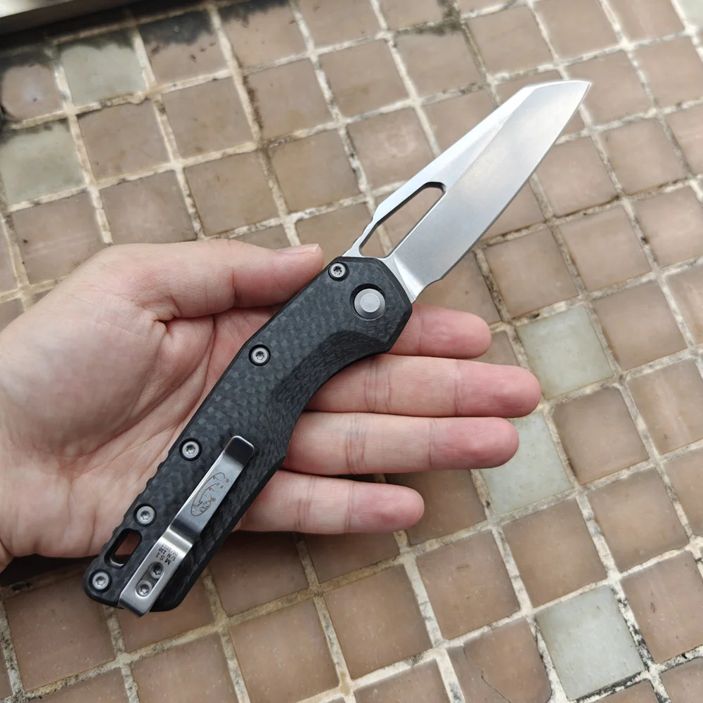 JUFULE Real Carbon fiber Handle MSI Folding knife Ball Bearing Mark M390MK Logo Blade Tactical EDC Tool Camping Pocket Knives